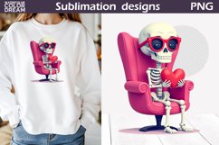 Funny Skeleton Heart Clipart | Valentines Day Sublimation Product Image 1