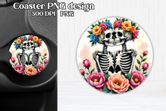 Skeleton mom car coaster sublimation | Round coaster PNG Product Image 1