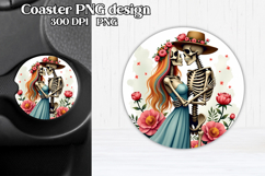 Skeleton mom car coaster sublimation | Round coaster PNG Product Image 1