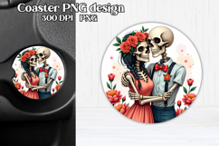 Skeleton mom car coaster sublimation | Round coaster PNG Product Image 1