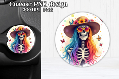 Skeleton mom car coaster sublimation | Round coaster PNG Product Image 5