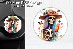 Skeleton mom car coaster sublimation | Round coaster PNG Product Image 6
