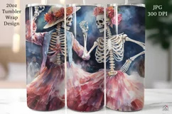Dancing Skeletons Tumbler Wrap JPG Halloween Sublimation Product Image 1