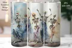 Dancing Skeletons Tumbler Wrap JPG Halloween Sublimation Product Image 1
