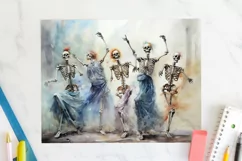 Dancing Skeletons Tumbler Wrap JPG Halloween Sublimation Product Image 2