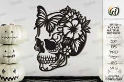 Skeletons with flowers Bundle Lasercut. Halloween Decor SVG Product Image 2