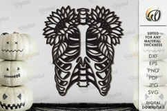 Skeleton with flower Laser Cut. Halloween Skeleton SVG Product Image 1