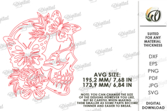 Skeleton with flower Laser Cut. Halloween Skeleton SVG Product Image 2