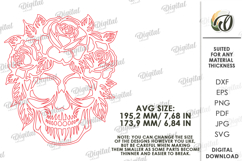 Skeleton with flower Laser Cut. Halloween Skeleton SVG Product Image 2