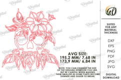 Skeleton with flower Laser Cut. Halloween Skeleton SVG Product Image 2