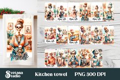 Skeleton mom kitchen towel PNG | Tea towel bundle Product Image 1