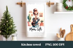 Skeleton mom kitchen towel PNG | Tea towel sublimation Product Image 1
