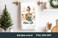 Skeleton mom kitchen towel PNG | Tea towel sublimation Product Image 1