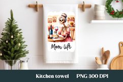 Skeleton mom kitchen towel PNG | Tea towel sublimation Product Image 1