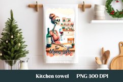 Skeleton mom kitchen towel PNG | Tea towel sublimation Product Image 1