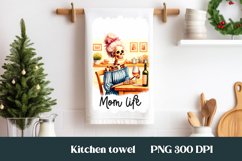 Skeleton mom kitchen towel PNG | Tea towel sublimation Product Image 1