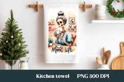 Skeleton mom kitchen towel PNG | Tea towel sublimation Product Image 1