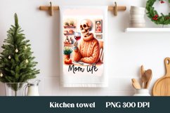 Skeleton mom kitchen towel PNG | Tea towel sublimation Product Image 1