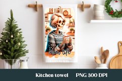 Skeleton mom kitchen towel PNG | Tea towel sublimation Product Image 1