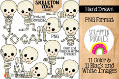 Skeleton Yoga Clip Art - Halloween Stretching Clipart Product Image 1