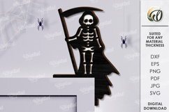 Halloween Skeleton Door Corner Lasercut. Halloween Decor SVG Product Image 1