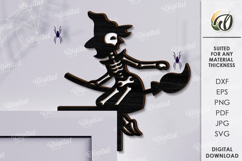 Halloween Skeleton Door Corner Lasercut. Halloween Decor SVG Product Image 1