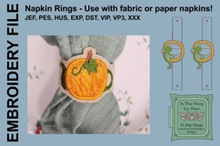 Pumpkin Teapot Napkin Rings - Fall Embroidery Product Image 1