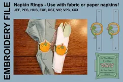 Pumpkin Teapot Napkin Rings - Fall Embroidery Product Image 2