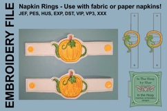 Pumpkin Teapot Napkin Rings - Fall Embroidery Product Image 3