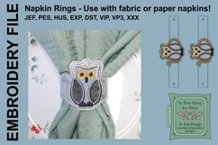 Owl Teapot Napkin Rings - Fall Embroidery Product Image 2
