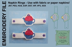 Cupcake Teapot Napkin Rings - Easter Embroidery Product Image 3