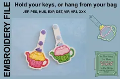 Easter Bunny Cupcake Teapot Key Fob or Bag Tag - Snap Tab Product Image 2