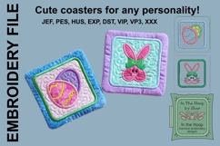 Egg &amp; Bunny Coasters - 4 x 4 and 5 x 7 Hoops Product Image 1