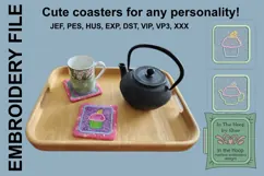 Cupcake & Teapot Coasters - 4 x 4 and 5 x 7 Hoops Product Image 3