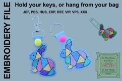 Geometric Bunny Key Fob or Bag Tag - Snap Tab Product Image 1
