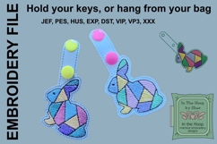 Geometric Bunny Key Fob or Bag Tag - Snap Tab Product Image 2
