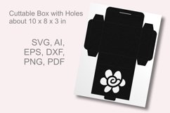 Sketched Flower Rectangular Window Favor Box SVG Template