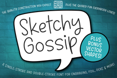 Sketchy Gossip - a single-line stroke font for engraving/pen Product Image 1