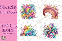 Sketchy Rainbow Doodle Clipart PNG, Whimsical Colorful Arch Product Image 1