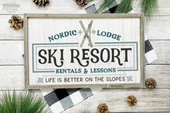 Ski Lodge Winter Farmhouse Sign SVG/Cut File Product Image 2