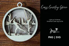 Cross-Country Skier Christmas Ornament Laser Cut Design Product Image 1