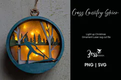 Cross-Country Skier Christmas Ornament Laser Cut Design Product Image 2