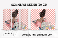Dark Skin Teacher Blossom Slim Glass 20 oz Product Image 1