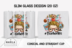Blonde Messy Bun Teacher Life Slim Glass Product Image 1