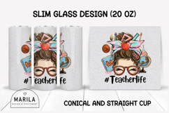 Brunette Messy Bun Teacher Life Slim Glass Product Image 1