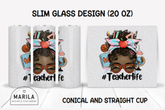 Dark skin Messy Bun Teacher Life Slim Glass Product Image 1