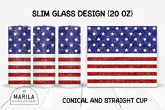 Patriotic Glitter Flag Skinny Tumbler Sublimation Product Image 1