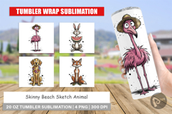Skinny Beach Sketch Animal Tumbler Product Image 1