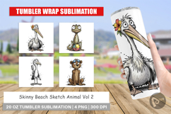 Skinny Beach Sketch Animal Tumbler Product Image 1