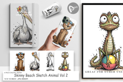 Skinny Beach Sketch Animal Digital Paper Product Image 1